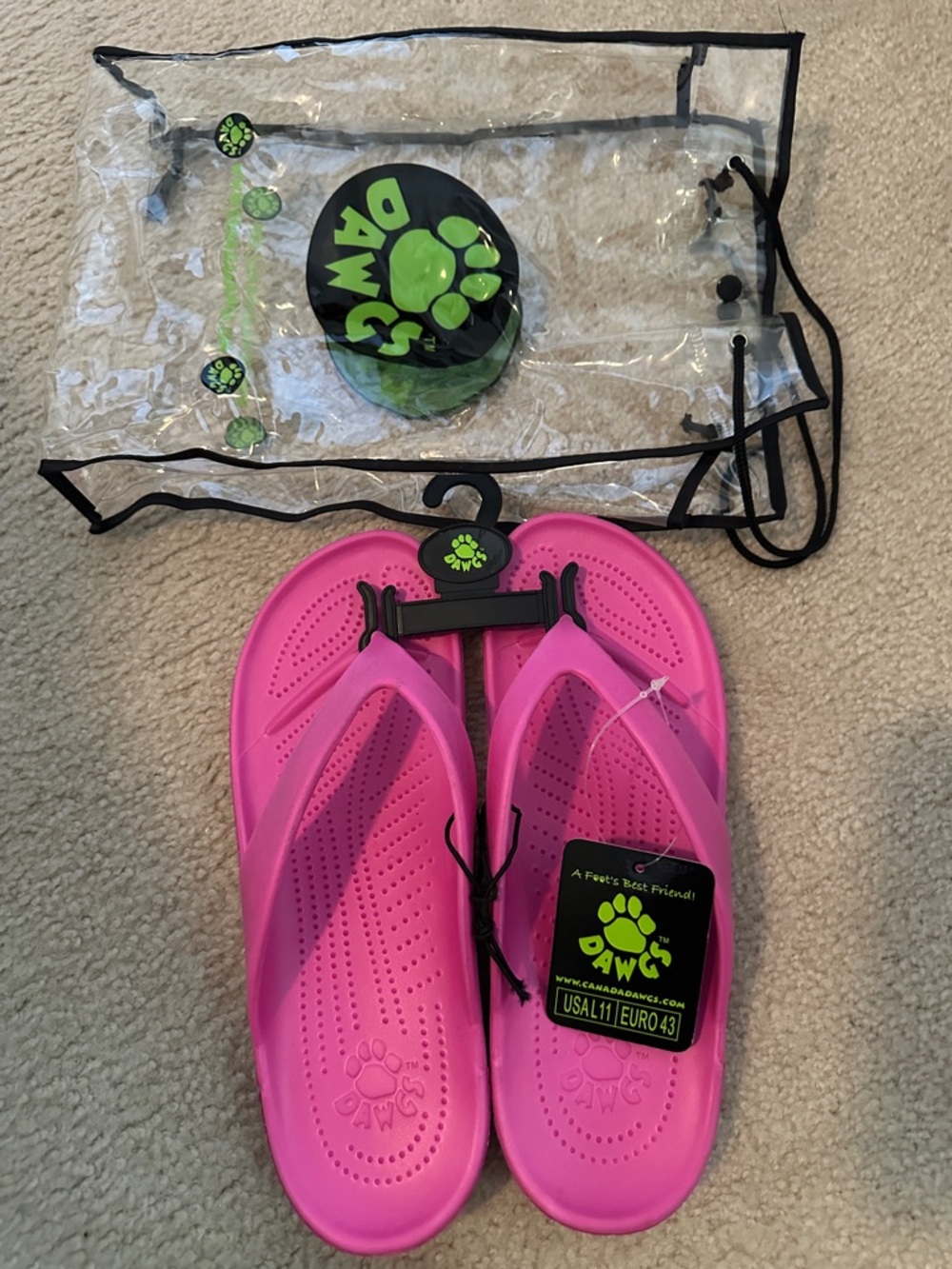 Dawgs Hot Pink Foam Flip Flops with Paw Logo